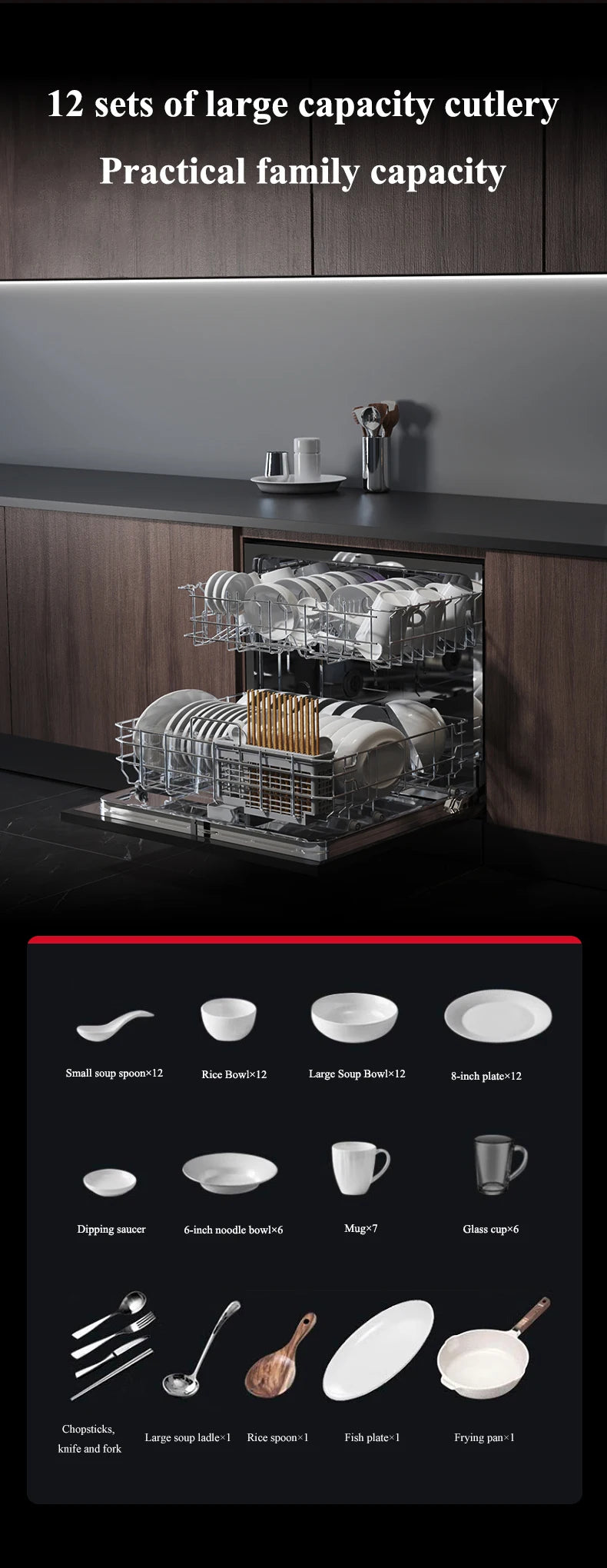 Kitchen Built in Dishwasher Machine Automatic Drawer Smart Dish Washer Dishwashers  for Home