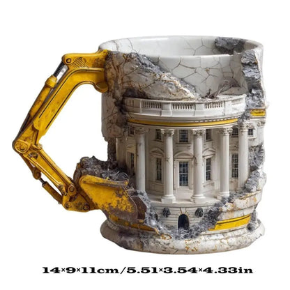with Handle Someone Lied Demolition Mug 3D Building Print Excavator Shaped Durable Ceramic Coffee Mug