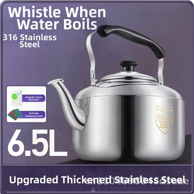Stainless Steel Whistle Water Kettle Large Capacity 7.5L Insulated for Home Use Compatible with Gas And Induction Cookers Tea