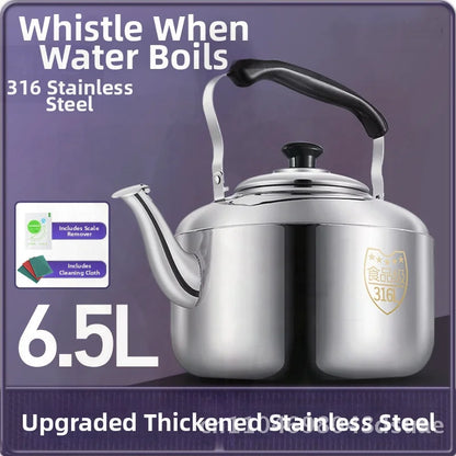 Stainless Steel Whistle Water Kettle Large Capacity 7.5L Insulated for Home Use Compatible with Gas And Induction Cookers Tea