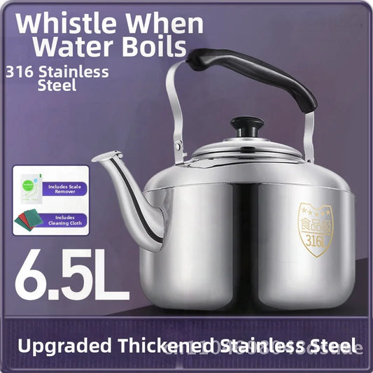 Stainless Steel Whistle Water Kettle Large Capacity 7.5L Insulated for Home Use Compatible with Gas And Induction Cookers Tea