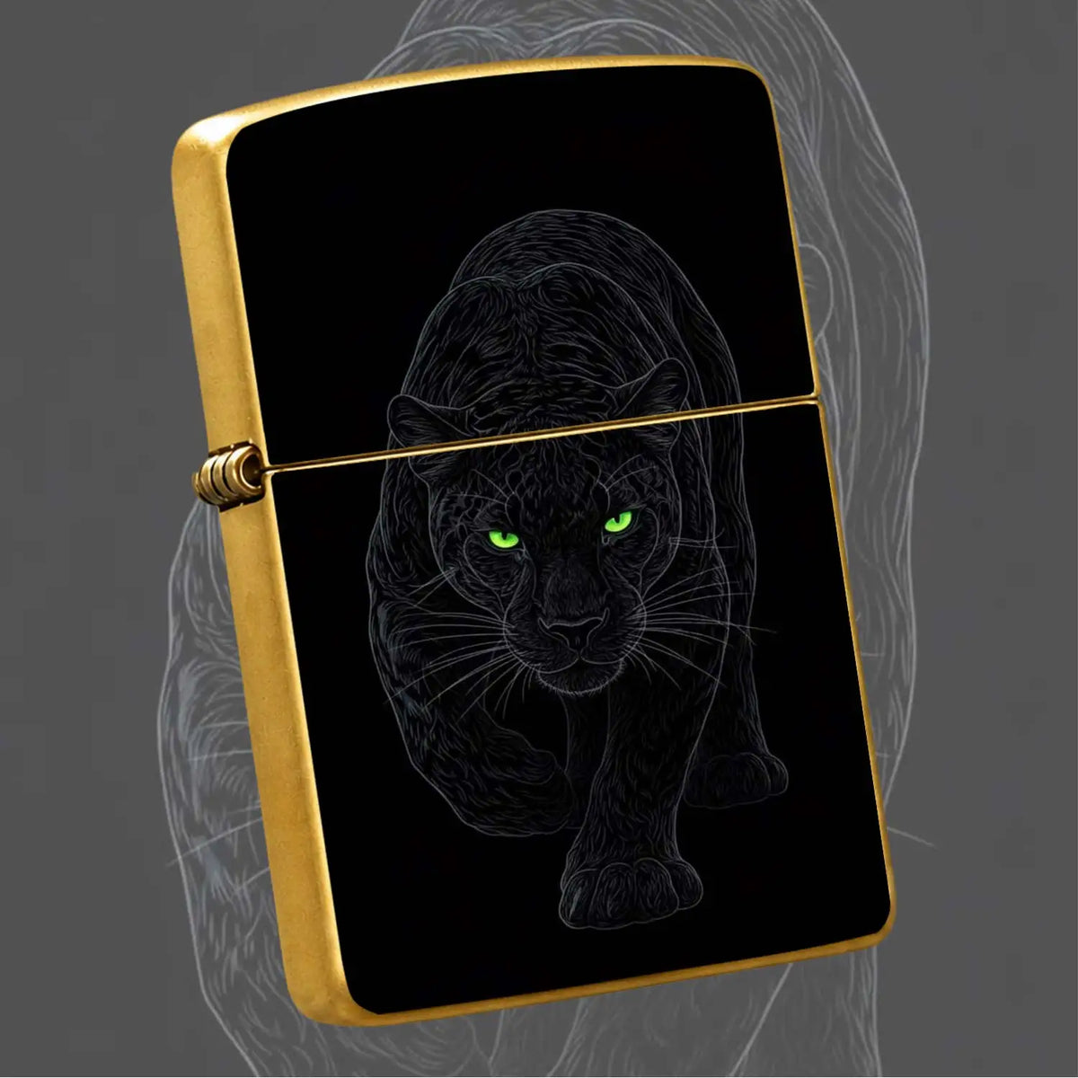 Stylish Stealth Panther Themed Portable Igniter, Fits Daily Outings, Outdoor Camping, Business Gifting Scenarios, Striking Bright Green Eyes With Dim Line Art Builds Strong Night Vibe, Blends Practicality And Unique Taste, Pe
