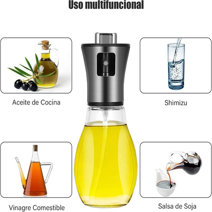 Oil Sprayer, Extremely Precise Oil Spray Bottle with funnel,Made of Stainless Steel and Glass, 200ML Oil Sprayer for Cooking