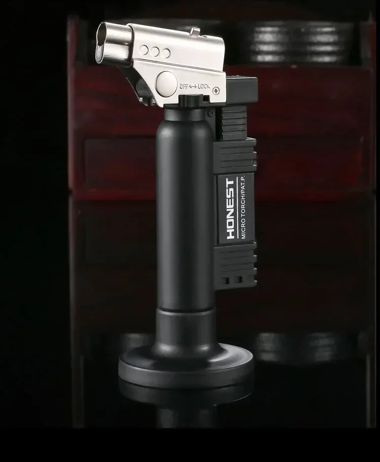 HONEST Creative Double Flame Welding Gun Gas Lighter Safety Lock Switch Jet Fire Open Fire Switching BBQ Kitchen Cigar Lighters