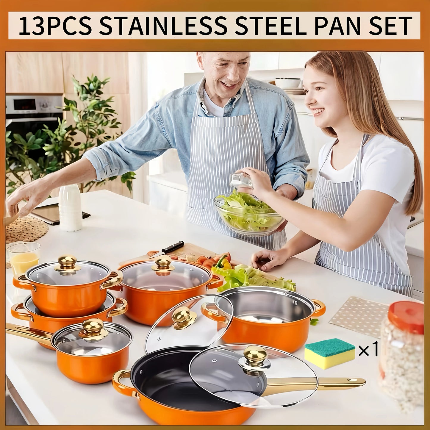 13pcs Tri-Ply Stainless Steel Cookware Set with Lids, Pots And Pans Kitchen Set, Induction-Ready, Pots And Pans Set, Induction