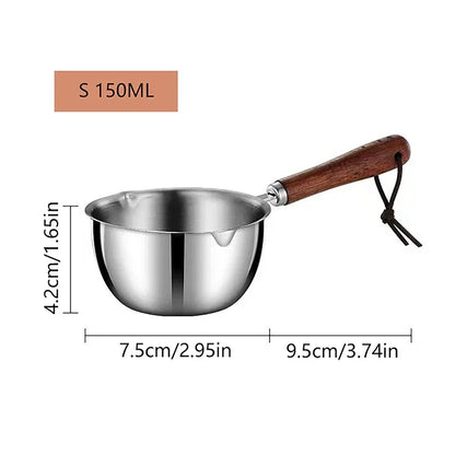 Milk Pot Stainless Steel Hot Oil Pan 150/300ML Hot Sauce Small Pot Cooking Butter Melting Pot Versatile Flat Bottomed Oil Pan