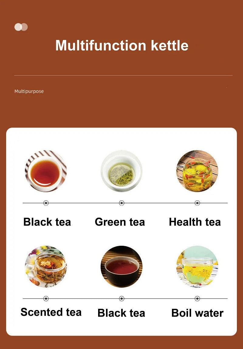 1350W Smart Bottom Out Water Electric Kettle 1000ml Home Temperature Control Glass Tea Brewing Machine Automatic Keep Warm 220V