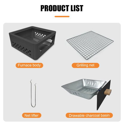 WESTTUNE Outdoor Charcoal Barbecue Grill Non-stick Barbecue Rack Heating Brazier Portable Household Grill Stove for Camping BBQ