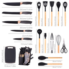 19Pcs Professional Kitchen Knife Set with Silicone Cooking Utensils & CuttingBoard, High Carbon Stainless Steel Chef Knives.