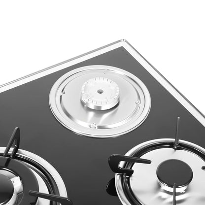 5 Burner Built-in Gas Cooktop Glass Top 3KW Dual Ring High Power Energy Saving 63% Efficiency LPG Natural Gas Stove
