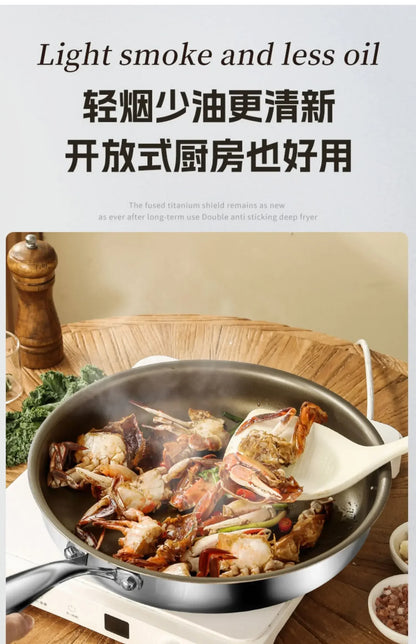 Titanium Pan Non-stick Frying Pan Household Wok Steak Frying Pan Induction Cooker Gas Stove Special  Wok Frying