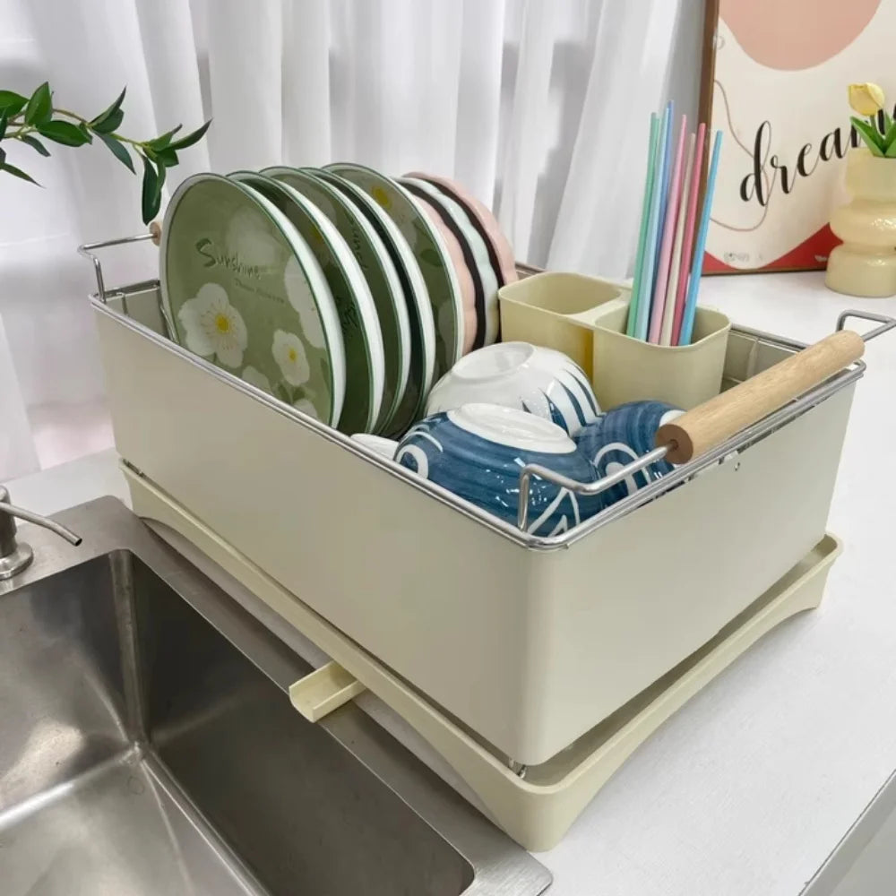 Dish Drying Rack, Kitchen Countertop Dish Drying Rack, 304 Stainless Steel Dish Rack, Stainless Steel Dish Rack with Drain Board