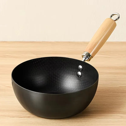 Uncoated Flat Bottom Wok Small Iron Wok for Stir-Fry Cooking Stove Induction Cookware Accessories Kitchen Supply