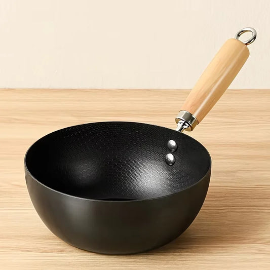 Uncoated Flat Bottom Wok Small Iron Wok for Stir-Fry Cooking Stove Induction Cookware Accessories Kitchen Supply