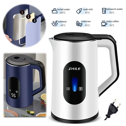 2.2L Stainless Steel Electric Digital Display Large Tea Kettle 1500W Fast Boil Hot Water Boiler Boil Water Pot Home Kitchen Tool