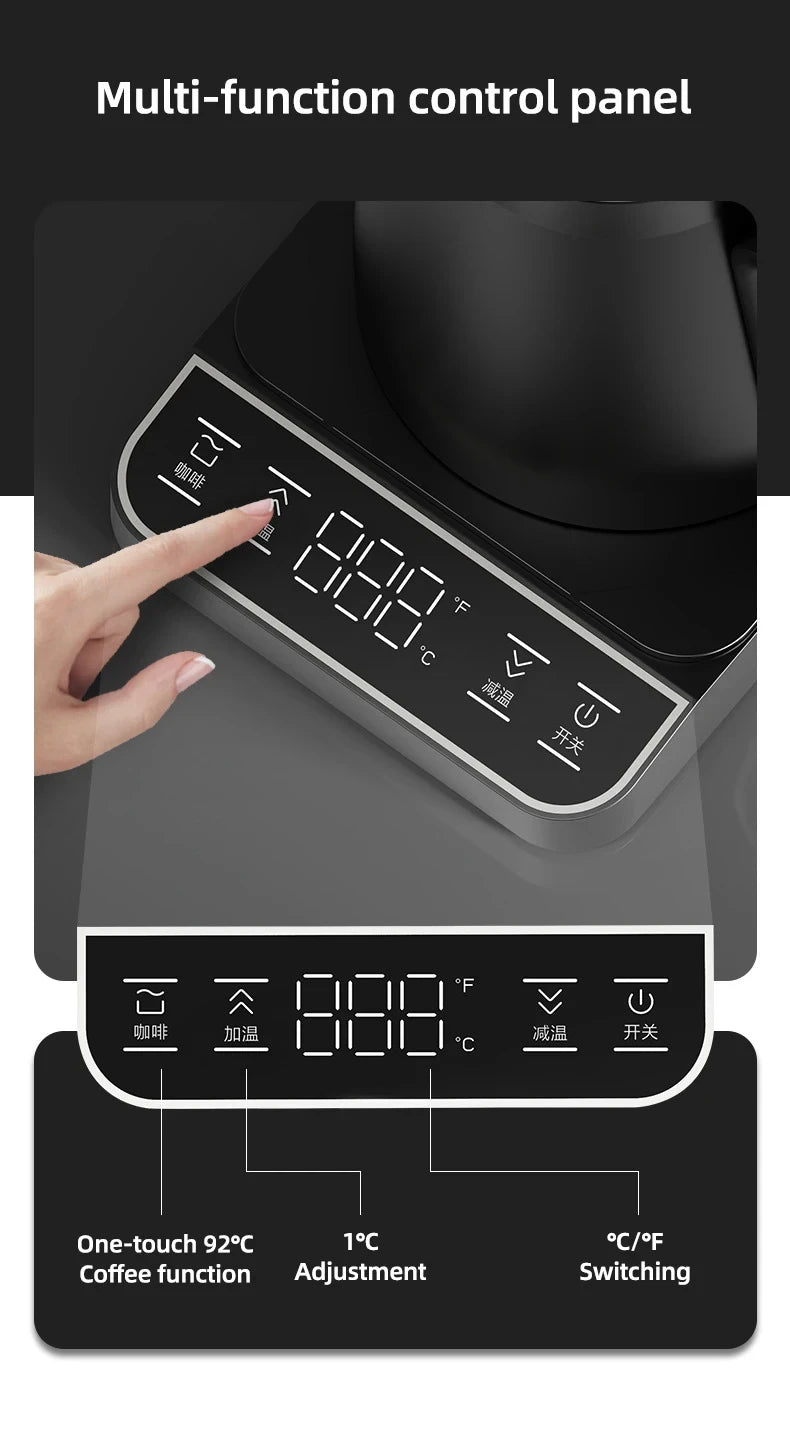 110V/220V Electric Kettle Gooseneck Jug Hand brew Coffee Pot Thermo Pot Temperature-Control Heating Water Bottle Smart Teapot