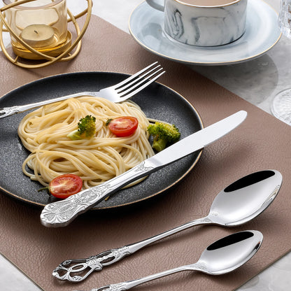 20-40pcs Black/Gold/Silver Dinnerware Set including Knife/Fork/Spoon for Home Restaurant Wedding Party Use
