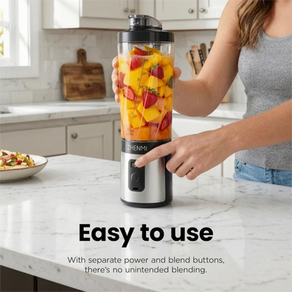 ZHENMI Personal Portable Blender with Digital Auto-Countdown Display, 20oz Leakproof Travel Cup with Guarded 6-Blade for Ice Cru
