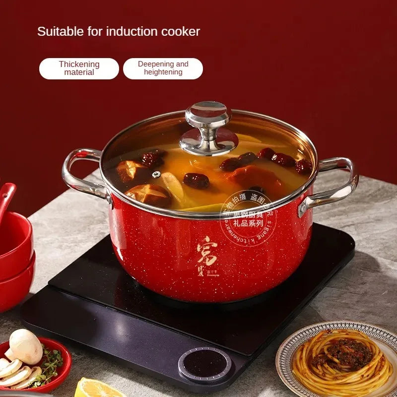 Korean single handle soup stew pot super thick polished non-magnetic bottom nonstick pan ramen pot home food cooking milk pot