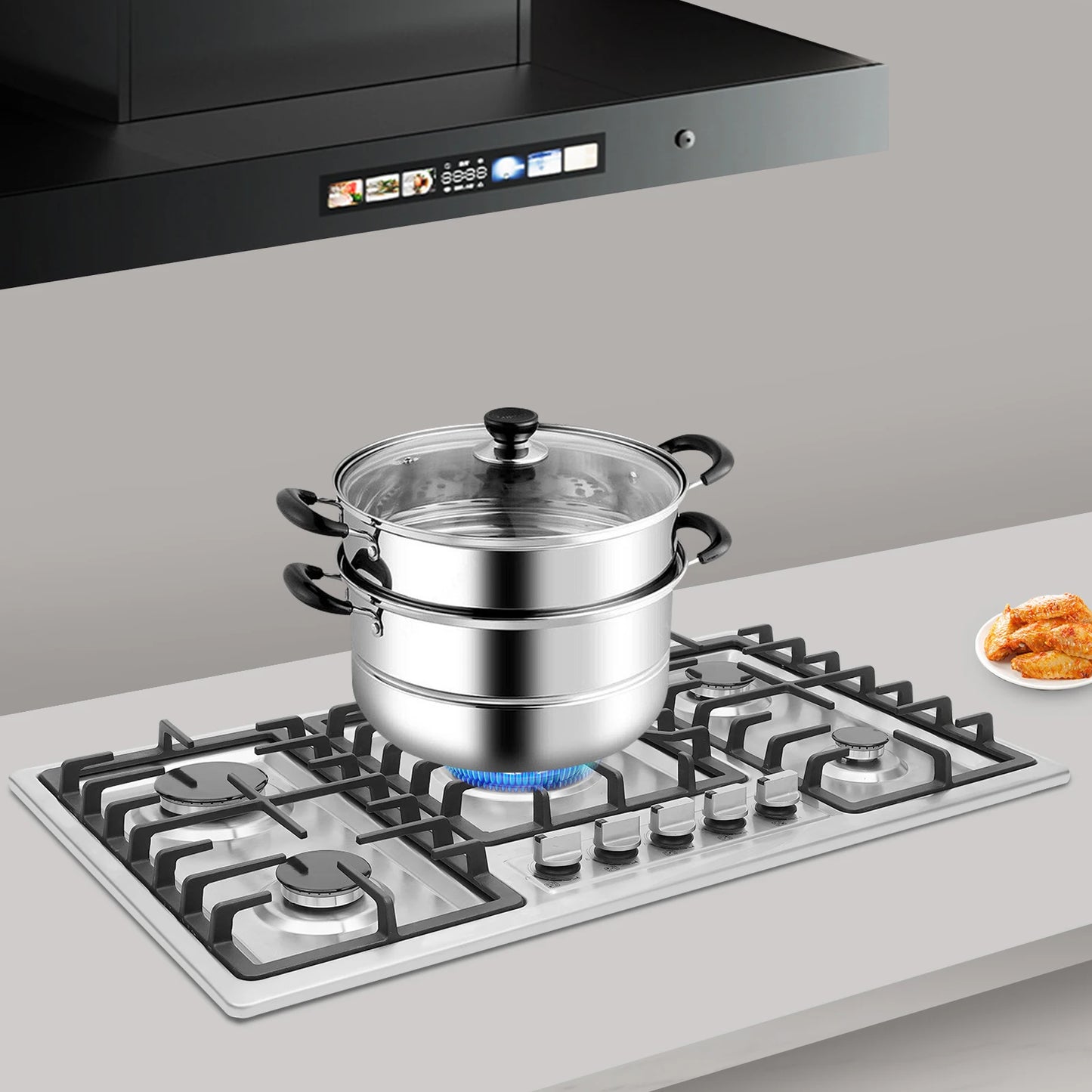 5 Burner Built-in Gas Cooktop Stainless Steel Gas Propane 83*47cm To Clean Gas Cooking Natural Gas Built-In Installation Precise