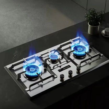 High Quality Built-In Household 3 Burner Stainless Steel Gas Stove with Battery Ignition and Flameout Protection