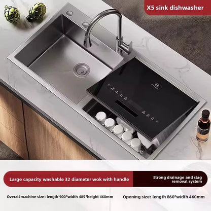 Integrated Sink Dishwasher Built in Disinfection Cabinet Large Capacity Fully Automatic Home Ultrasonic Cleaning EU US UK Plug
