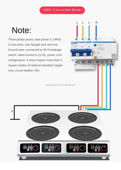 Warranty CE 3500W Industrial Hotel Restaurant Stainless Steel Electric 4 Burner Commercial Induction Cooker Manufacturer
