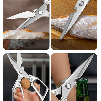 Kitchen Scissors Multi-functional Stainless Steel Aluminum Handle Household Scissors for Cutting Chicken and Fish Special Shears