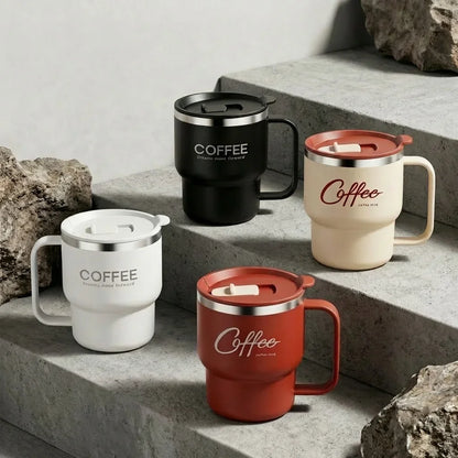 Sealed Thermal Water Cup With Handle Portable 304 Stainless Steel Double Insulated Coffee Mug Travel Office Milk Coffee Cup