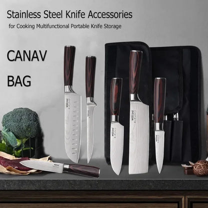 WXCOO Professional Chef Knife Damascus Japanese Stainless Steel Kitchen Boning Knives Set with Roll Canvas Bag