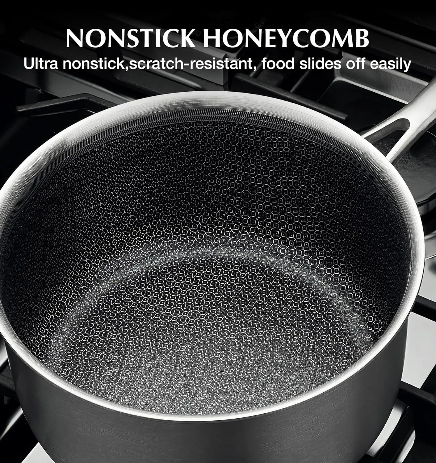 KOCH SYSTEME CS Hybrid Nonstick Stainless Steel Saucepan, 1+2+3 Quart Tri-Ply Stainless Steel Sauce Pan, Sauce Pan Set