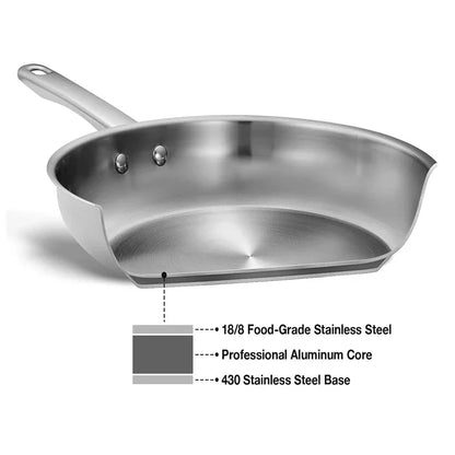 KOCH SYSTEME CS 8inch Frying Pan Stainless Steel Pan for Professional Cooking Uncoated Steak Frying pan omelette pan Induction