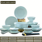 Celadon Dinnerware Set 22/40/70pcs Linglong Ceramics Dish Sets Full Set Luxury China Tableware Set For 4/6/10 Persons Dinner Set