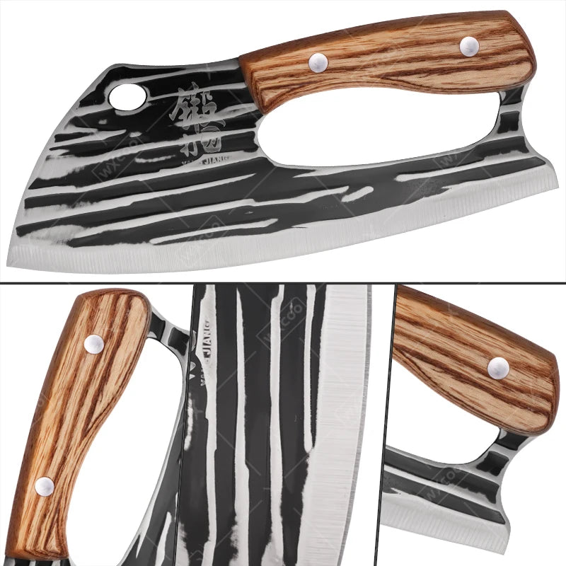 WXCOO Handmade Forged Knife Butcher Cleaver Knife Meat Cutting Japanese Kitchen Pork Bone Shaving Knives Boning Knife