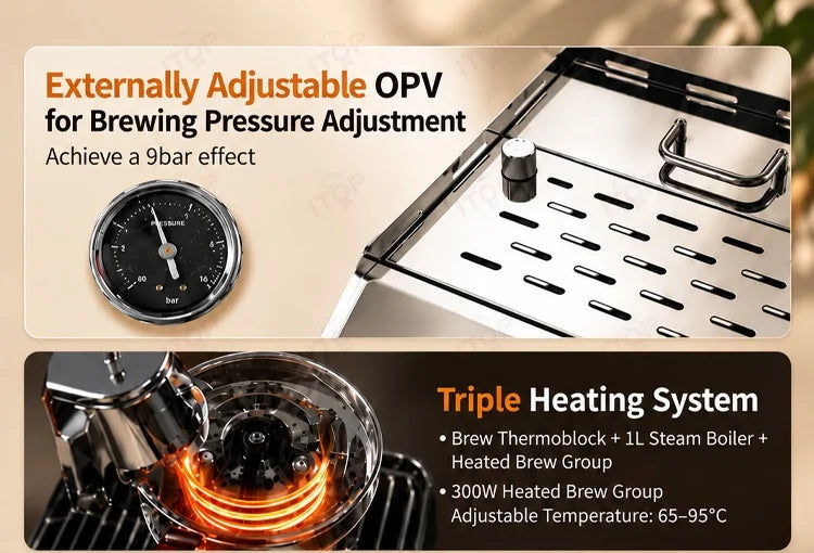STLF  Hot Selling 58mm Home Espresso Maker, Triple Heating System, Dual Pumps, Home Coffee Maker with Cold Brew Mode