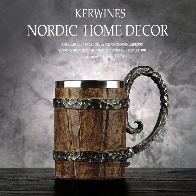 3D Beer Mugs Coffee Cups Gothic Goblet Iron Tankard Stainless Steel Resin Wine Glass Mug 600ML Skull Father's Day Gift 1 pcs