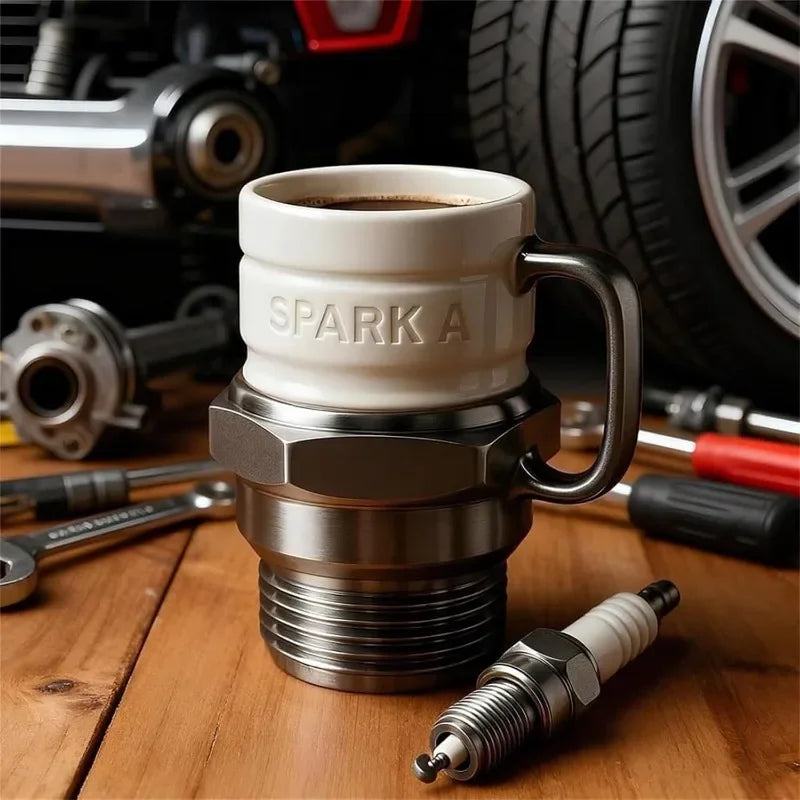 Spark Plug Coffee Cup Ceramic Car Themed Mug for Mechanics Garage Enthusiasts Creative Gift