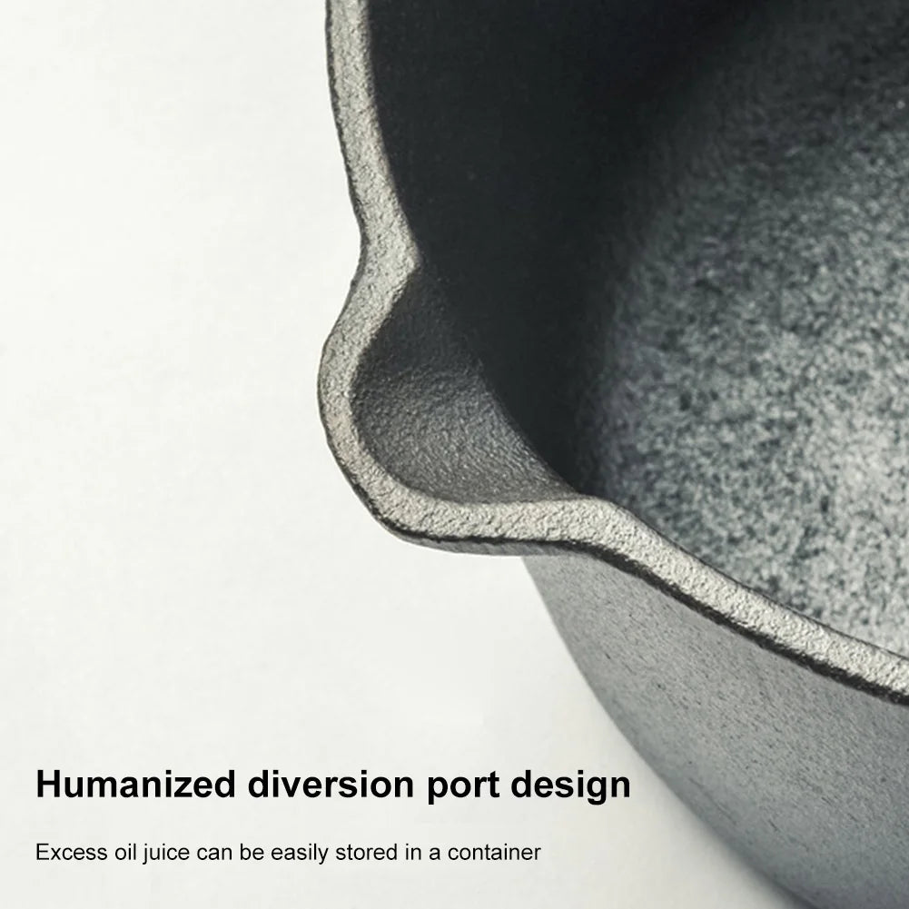 Cast Iron Milk Pan with Pour Spout Non-Stick Hot Oil Pan Butter Melting Pot Cooking Saucepan for Pouring Oil Milk Heating Frying