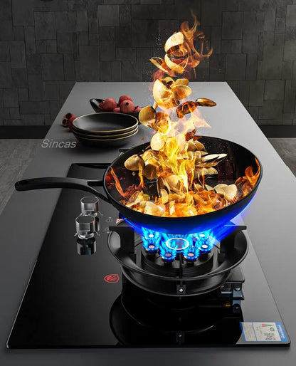 Kitchen Gas Stoves Home Dual Stove Kitchen Embedded Nature Gas/LPG Timing Stove Desktop Dual-Use Cooktop Gas Panel Gas Cooker