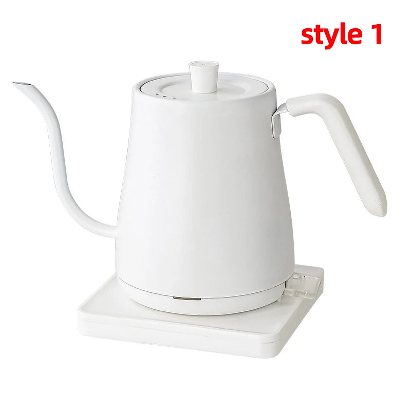 110V/220V Electric Kettle 800ml Hand Brew Coffee Pot Gooseneck Jug Slender Mouth Teapot 304 Stainless Steel Liner Kettle 1000W
