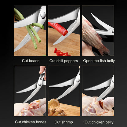 1PC，Multi-Functional Kitchen Scissors Chicken Bone Scissors Non-Slip Handle Chicken Wings Fish BBQ Scissors Kitchen Stuff