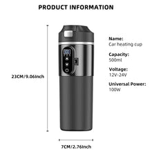 Yanace Smart Car Kettle 12V/24V Portable Electric Heating Cup with Digital Display Camping Office 500ml Capacity Black Design