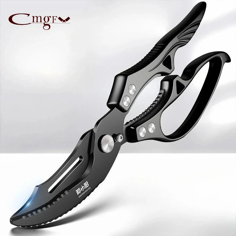 Heavy duty Kitchen scissors Black titanium Scissors Multi-purpose Sharp Cutting Chicken Duck Goose Meat Vegetables Fish