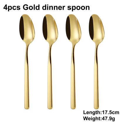 4/6/12/16/18/20/24Pcs Gold Cutlery Set Stainless Steel 304 Tableware Elegant Western Knife Fork Spoon Mirror Dinner Set
