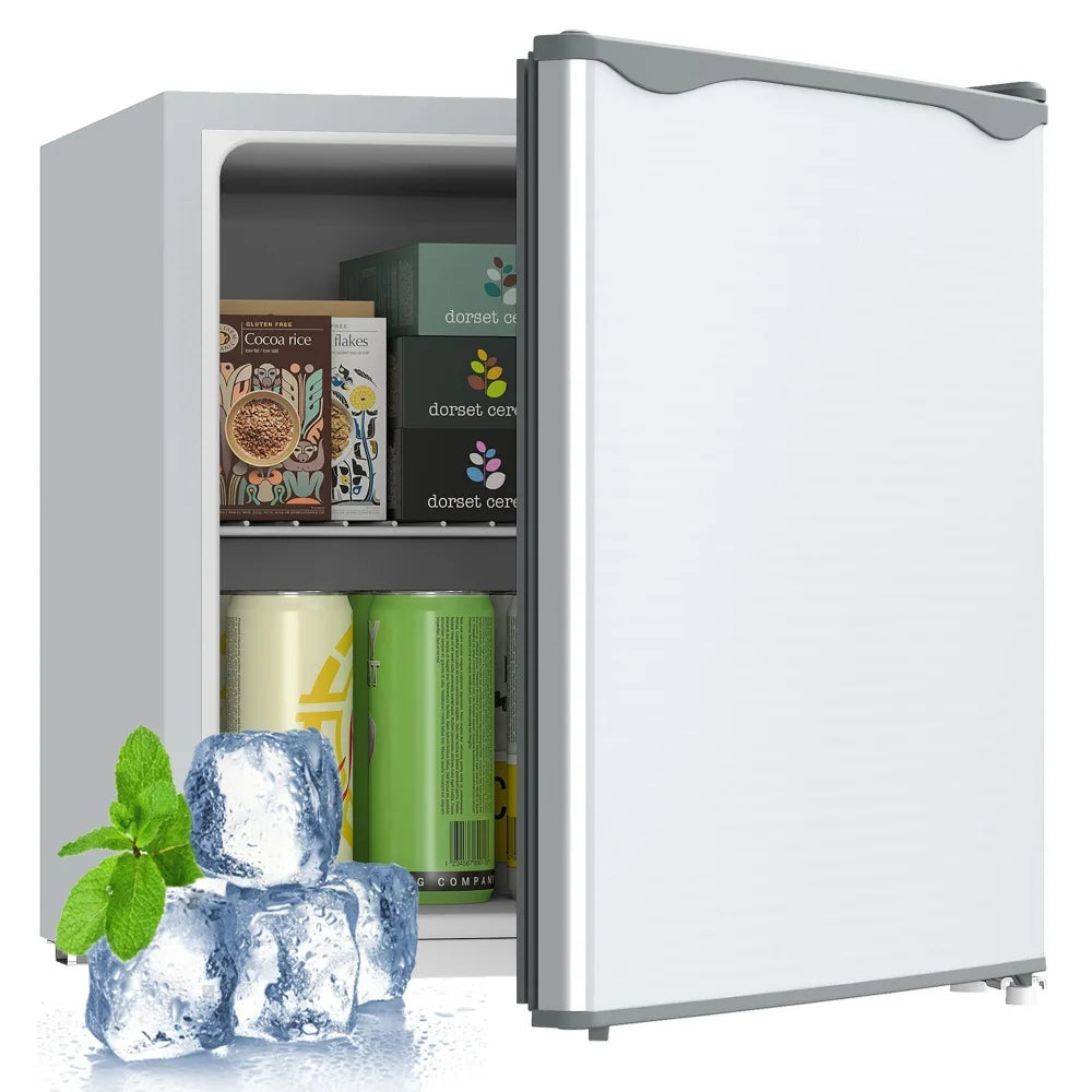 White Mini Refrigerator, Compact Single Door Fridge with 41dB Ultra Quiet Operation, Energy Saving, Small Cooler for Bedroom, Dorm, Office, Apartment, Keep Food & Beverages Fresh All Day