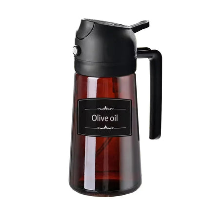 2-in-1 16oz 470ml Brown Glass Oil Sprayer Leakproof Eco-Friendly Olive Oil Dispenser Perfect for Cooking BBQ Grill Air Fryer