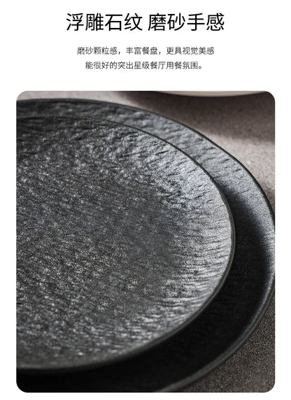 ceramic tableware, steak plates, stone pattern frosted salad plates, fruit plates, restaurant , western food