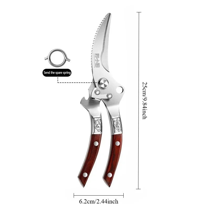 Multi-purpose Kitchen scissors Stainless Steel Heavy-duty Poultry Shears suitable for Bones Chicken Meat Fish Seafood Vegetables