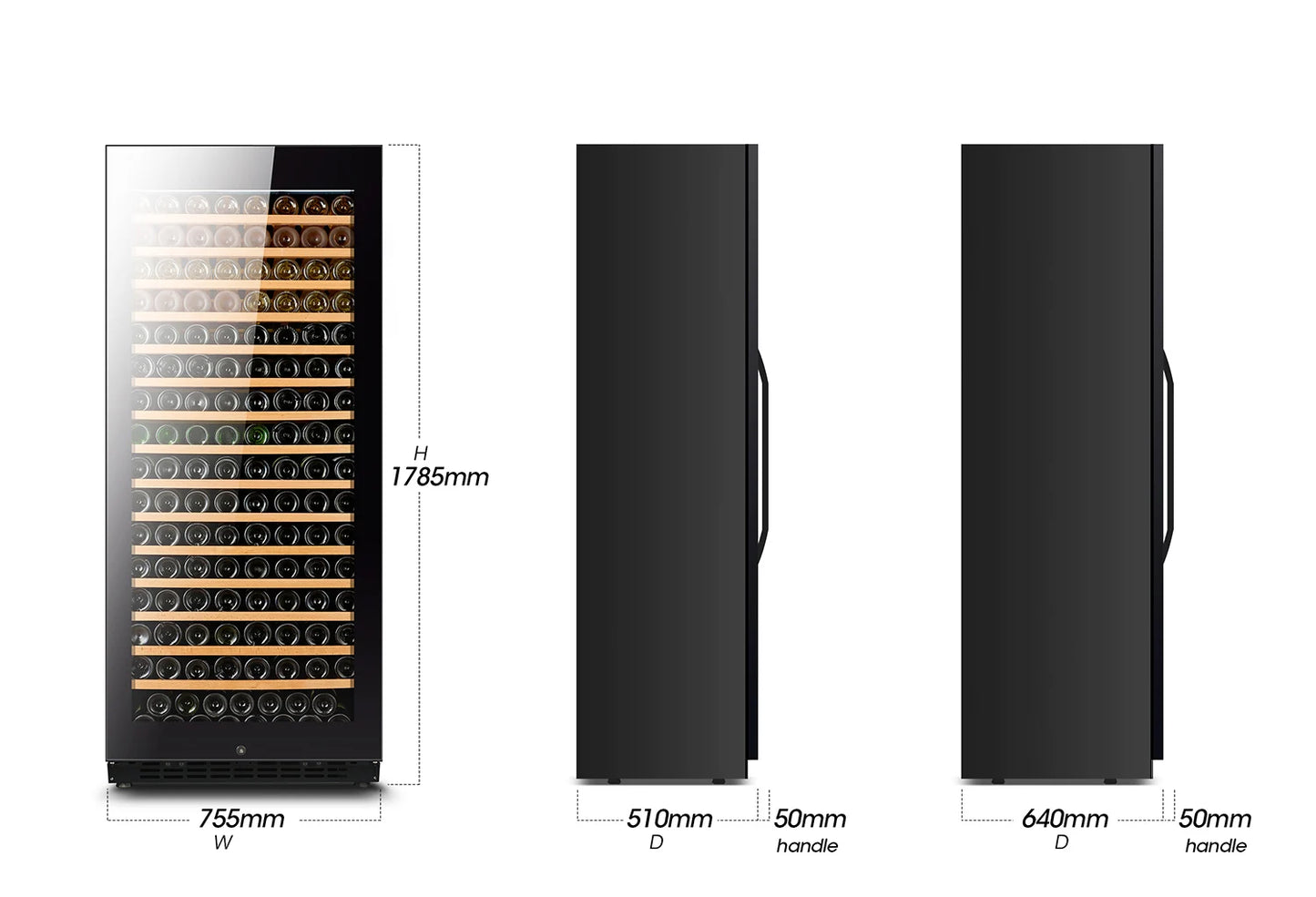 Home Kitchen Wine and Beverage Refrigerator Double Door Cooler Dual Zone Temperature 16 Shelves