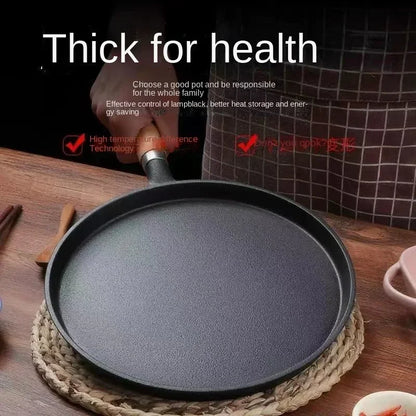 26cm Cast Iron Frying Pan, Uncoated Non-stick Crepe Maker Steak Pot for Gas Induction Cooker Kitchen